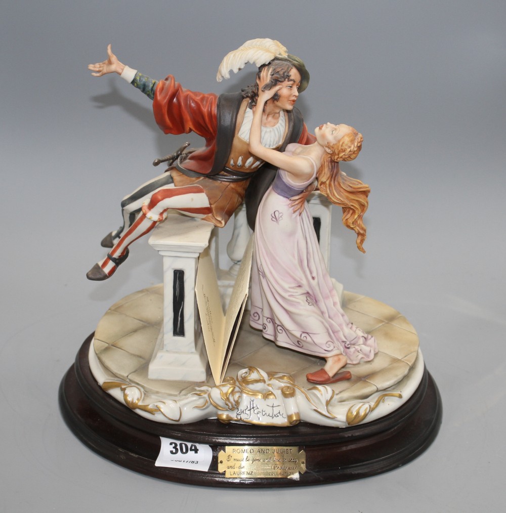 A Porcellane Laurenz bisque group of Romeo and Juliet, height 30cm